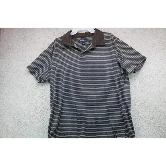 Men's Banana Republic Polo Shirt-XL-100% Cotton-Brown Striped - Picture 5 of 6